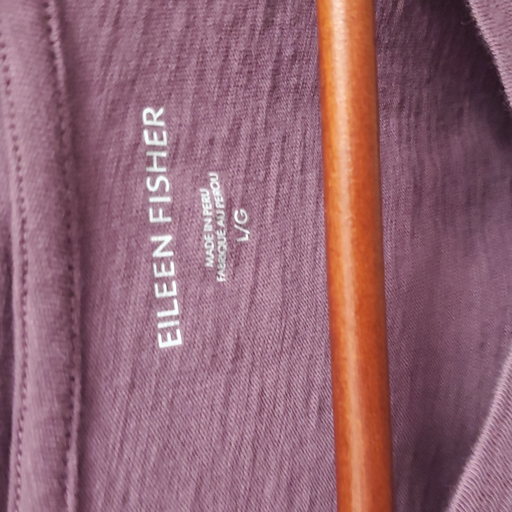 Eileen Fisher Slubby Jersey V Neck Top Purple Size Large - Picture 2 of 4
